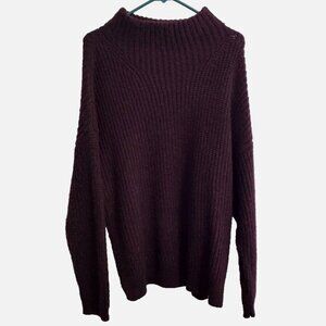 Apt. 9 Women's XL Maroon Burgundy Red Knit Pullover Metallic Mock Sweater
